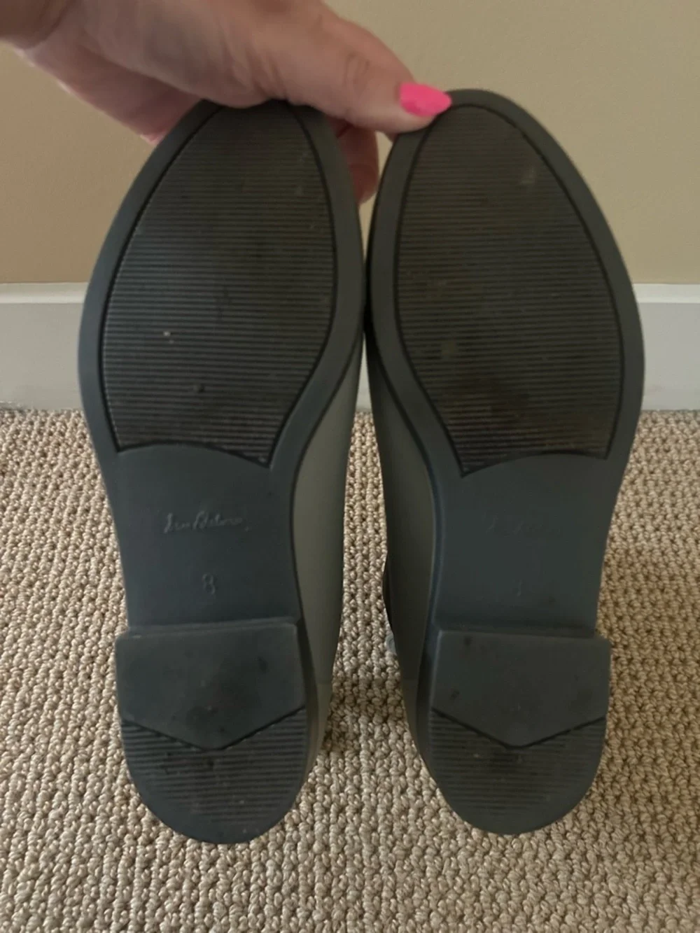 Sam Edelman Cosmopolitan Leather Outsoles Dove Gray Tinsley Rain Boots Size 8